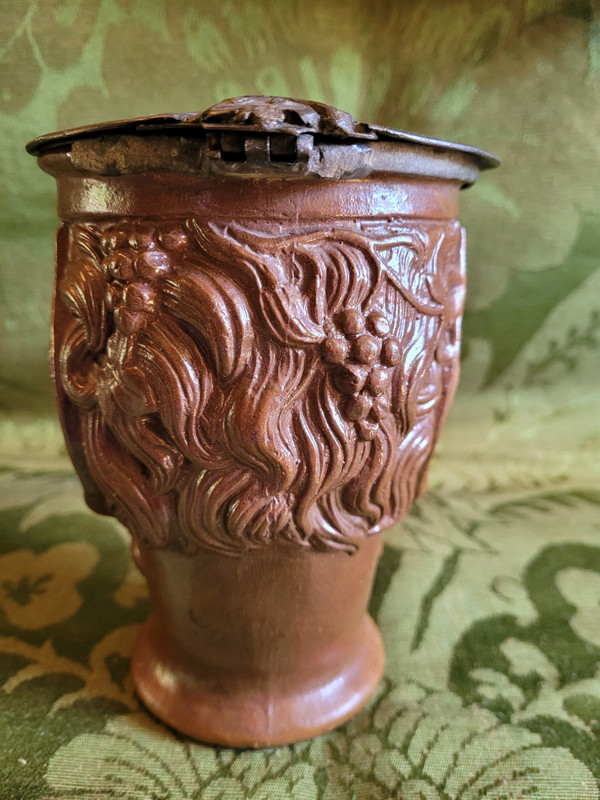 Tobacco jar with the head of a faun in sandstone, Napoleon III period