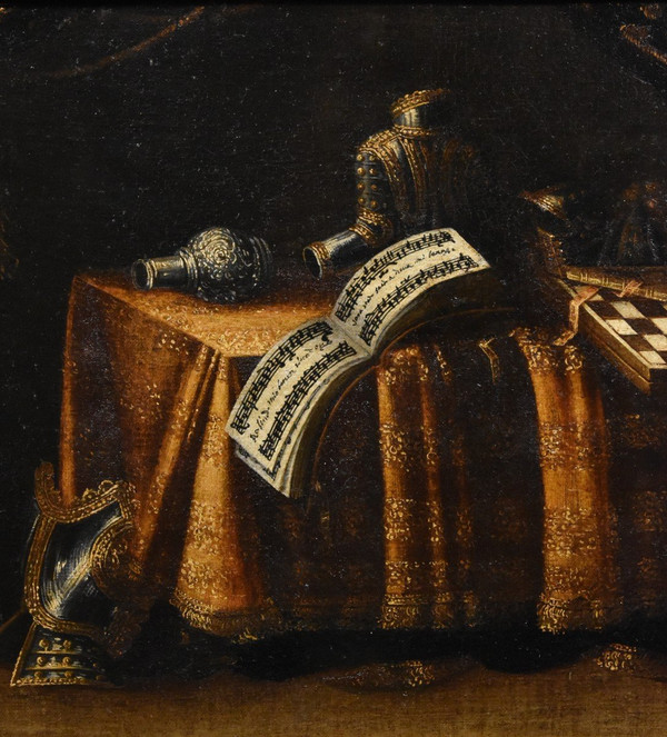 Stillleben mit Vanitas, Francesco Noletti (Malta 1611 - Rom 1654) Workshop/Kreis