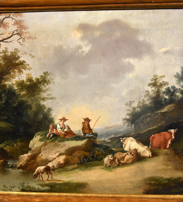 Landscape With River And Shepherds At Rest, Francesco Zuccarelli (1702 - 1788) Circle Of