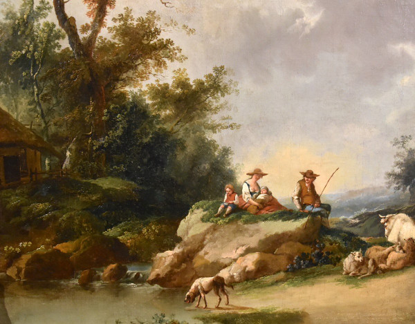 Landscape With River And Shepherds At Rest, Francesco Zuccarelli (1702 - 1788) Circle Of