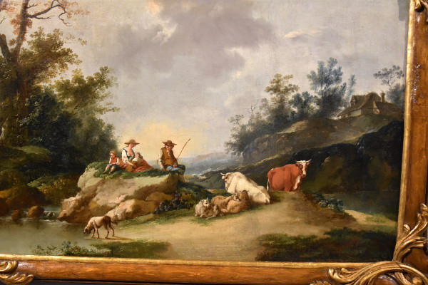 Landscape With River And Shepherds At Rest, Francesco Zuccarelli (1702 - 1788) Circle Of