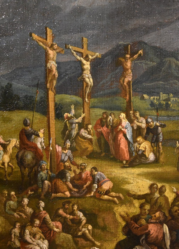 Fantastic Landscape With The Crucifixion Of Christ, Scipione Compagno (naples 1624 - 1680)