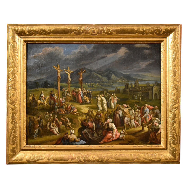 Fantastic Landscape With The Crucifixion Of Christ, Scipione Compagno (naples 1624 - 1680)