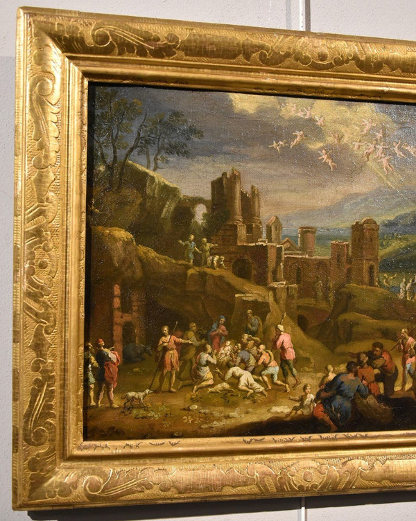 Fantastic Landscape With The Nativity Of Christ, Scipione Compagno (naples 1624 - 1680)