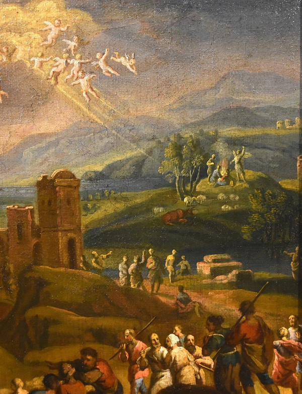 Fantastic Landscape With The Nativity Of Christ, Scipione Compagno (naples 1624 - 1680)