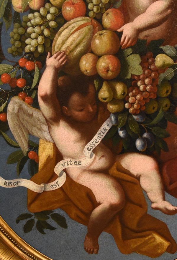 Three Angels Holding A Composition Of Fruits, Luigi Garzi (pistoia 1638 - Rome 1721) Attributed