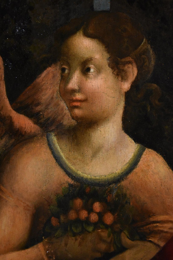 Pomponio Allegri (correggio 1522 - Parme 1593), Vierge à l'Enfant, Deux Anges Et Jean-baptiste