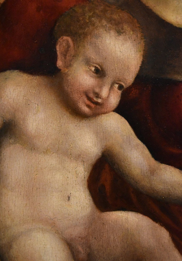 Pomponio Allegri (correggio 1522 - Parme 1593), Vierge à l'Enfant, Deux Anges Et Jean-baptiste