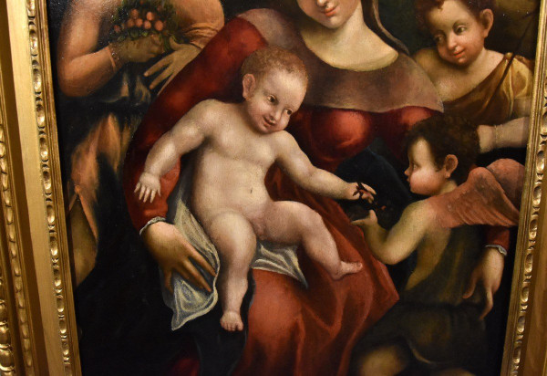 Pomponio Allegri (correggio 1522 - Parme 1593), Vierge à l'Enfant, Deux Anges Et Jean-baptiste