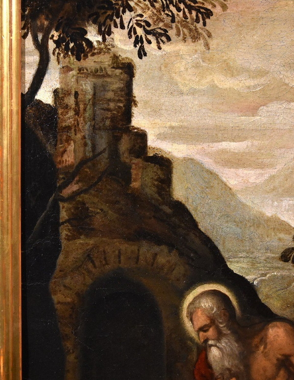 Saint Jerome Penitent, Venetian School '500 (circle Of Jacopo Negretti, Said Palma The Younger)