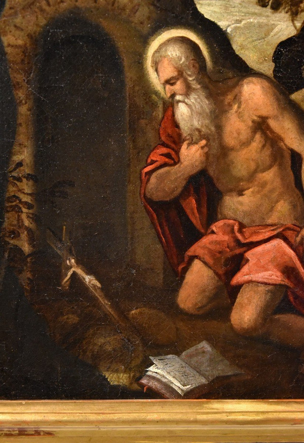 Saint Jerome Penitent, Venetian School '500 (circle Of Jacopo Negretti, Said Palma The Younger)