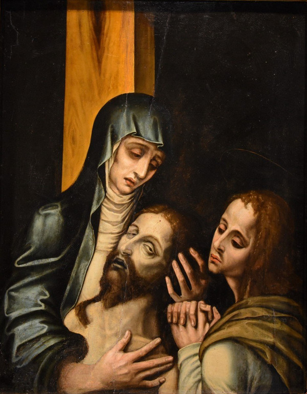 La Pietà Avec Saint Jean, Luis De Morales, Dit "el Divino" (Badajoz 1509 - 1586) Atelier De