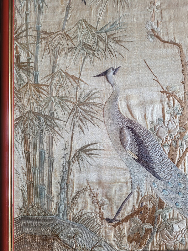 Framed Chinese embroidery from the 19th century