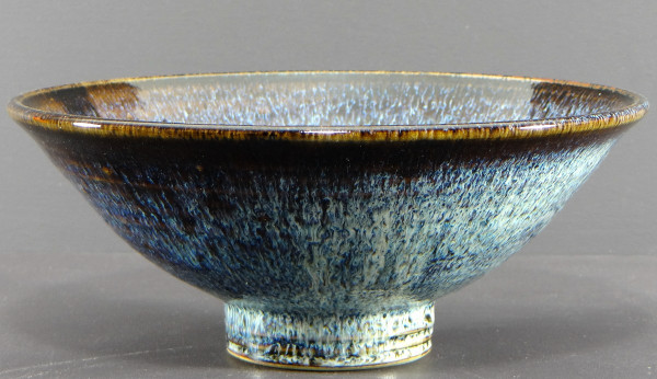 Antonio Lampecco (1932-2019), Ceramic Cup Decorated With Enamels In Shades Of Blue And Brown.