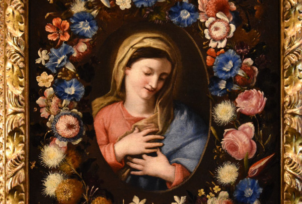 Guirlande De Fleurs Avec Portrait De La Vierge,  Francesco Trevisani E Nicolò Stanchi