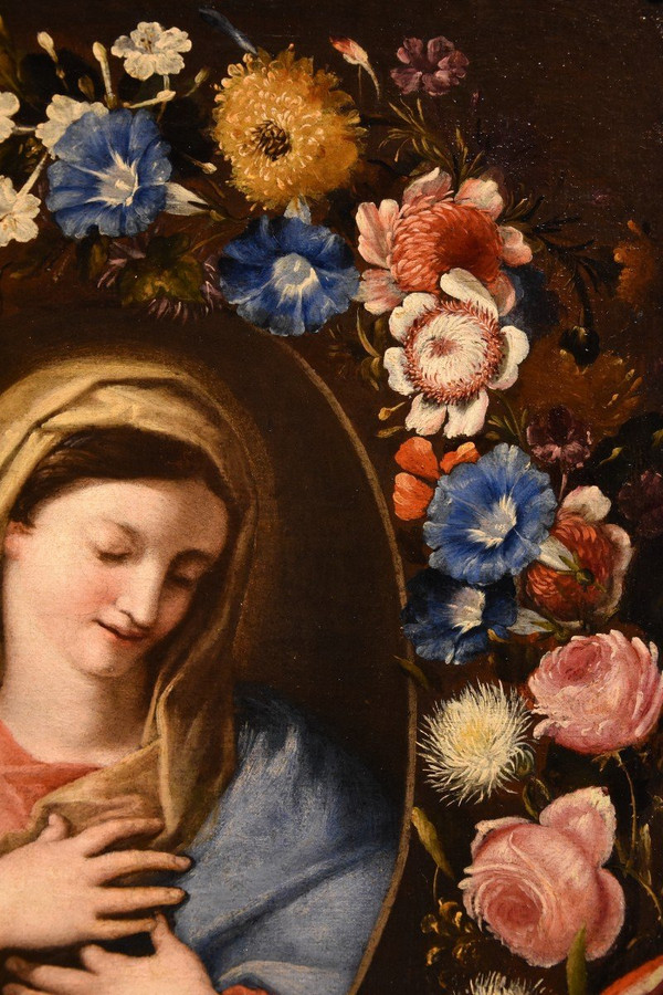 Guirlande De Fleurs Avec Portrait De La Vierge,  Francesco Trevisani E Nicolò Stanchi