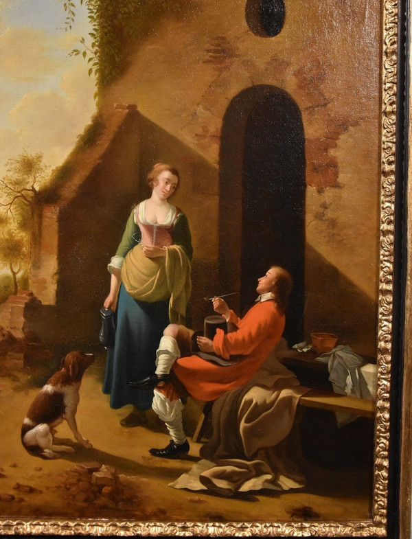 Scena galante all’ingresso di una locanda, Jan Vermeer d'Utrecht (Vers 1630 - 1692)