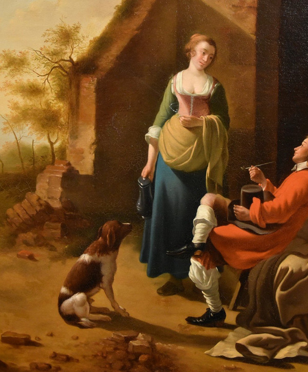 Scena galante all’ingresso di una locanda, Jan Vermeer d'Utrecht (Vers 1630 - 1692)