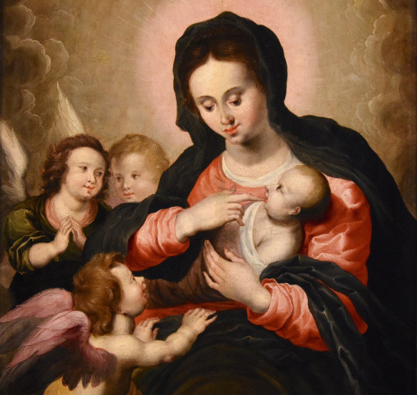 Madonna And Child With Three Angels, Hendrick Van Balen (antwerp 1575 - 1632) Workshop