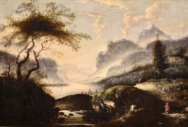 Fantastic Winter Landscape With Bridge, Hans De Jode (the Hague 1630 - Vienna 1663)