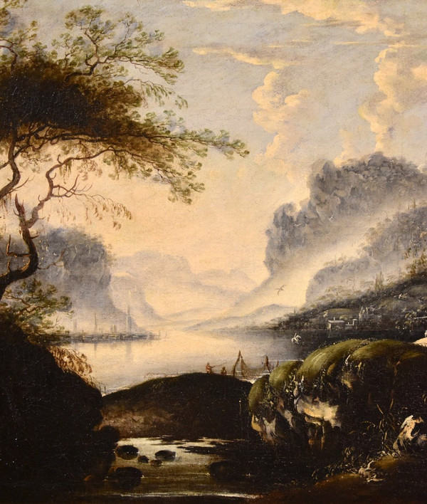 Fantastic Winter Landscape With Bridge, Hans De Jode (the Hague 1630 - Vienna 1663)