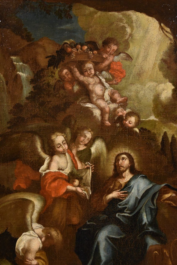 Christ Surrounded By Angels In The Desert, Pietro Da Cortona (cortone 1597 - Rome 1669) Circle 