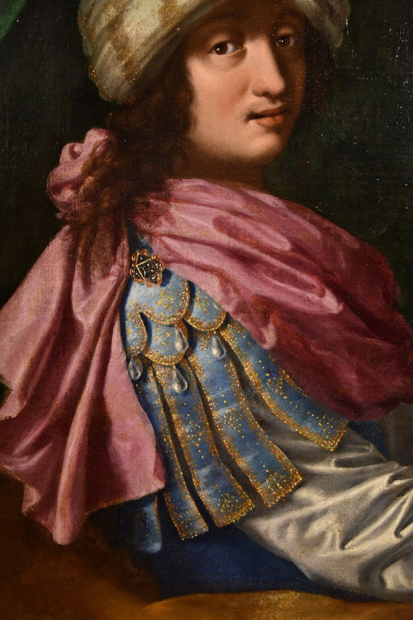 Michele Desubleo (maubeuge 1602 - Parma 1676) Attr., Portrait Of Gentleman Like King Solom