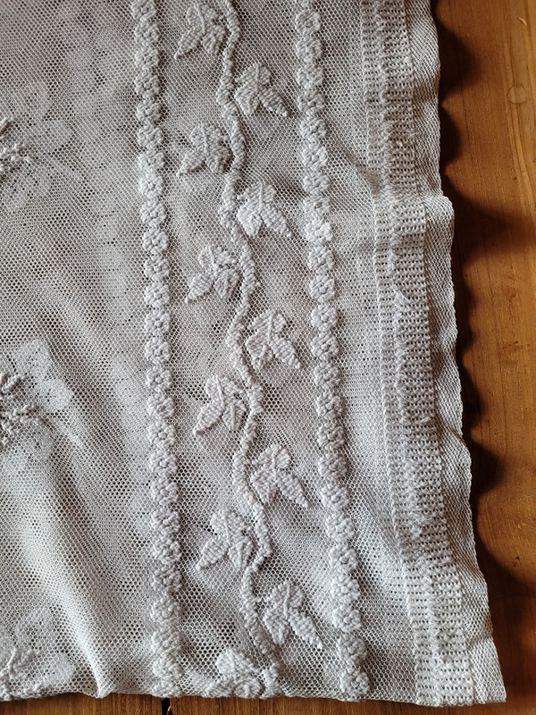 Small embroidered tulle tablecloth, circa 1900