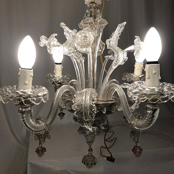 Murano glass chandelier with four arms of light, late 19th century