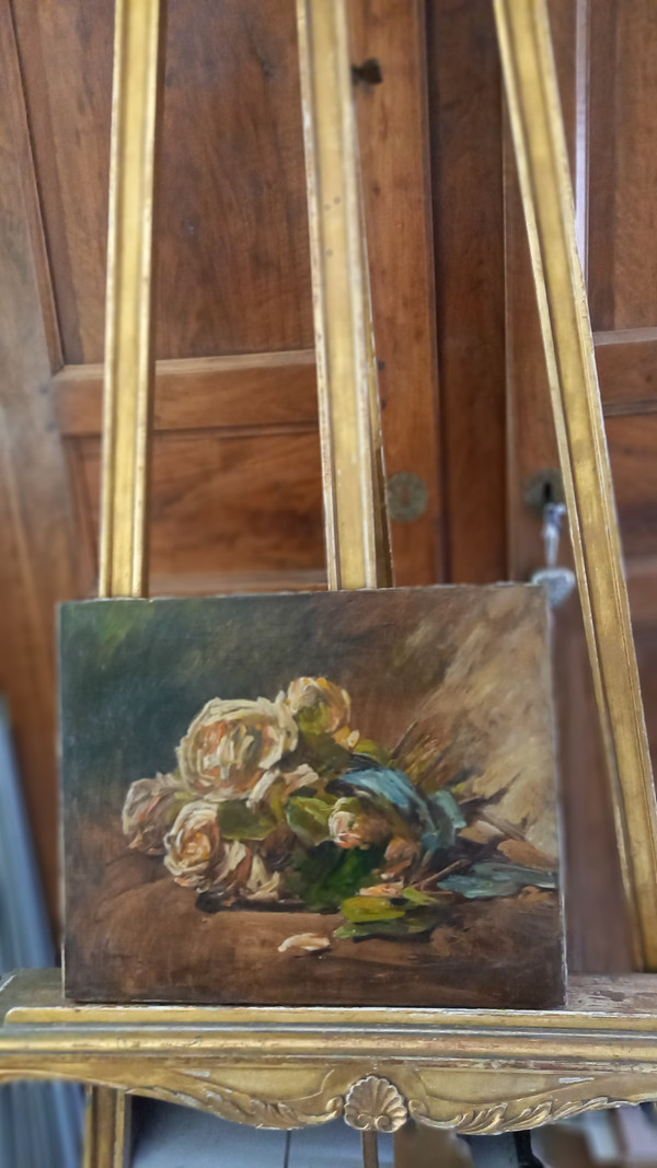 Oil on canvas bouquet of roses/ XXth century