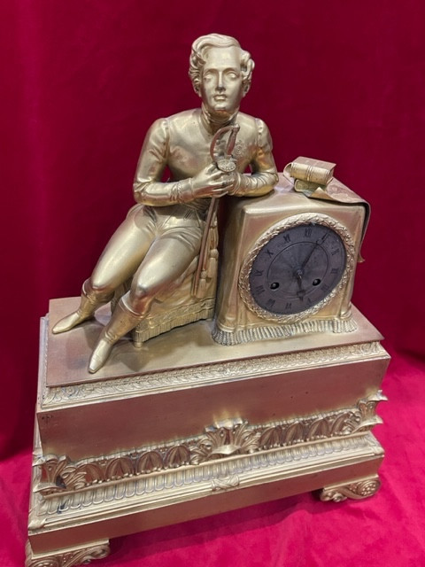 Imposing ormolu clock glorifying Napoleon 1st