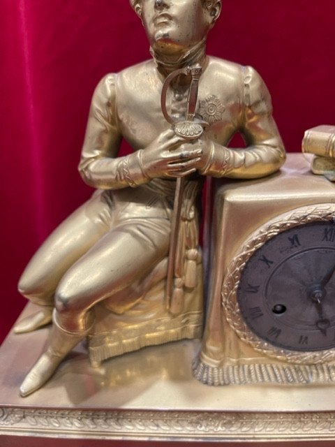 Imposing ormolu clock glorifying Napoleon 1st