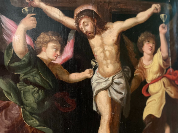 Crucifixion Aux Trois Anges - Oil on wood - 17th century