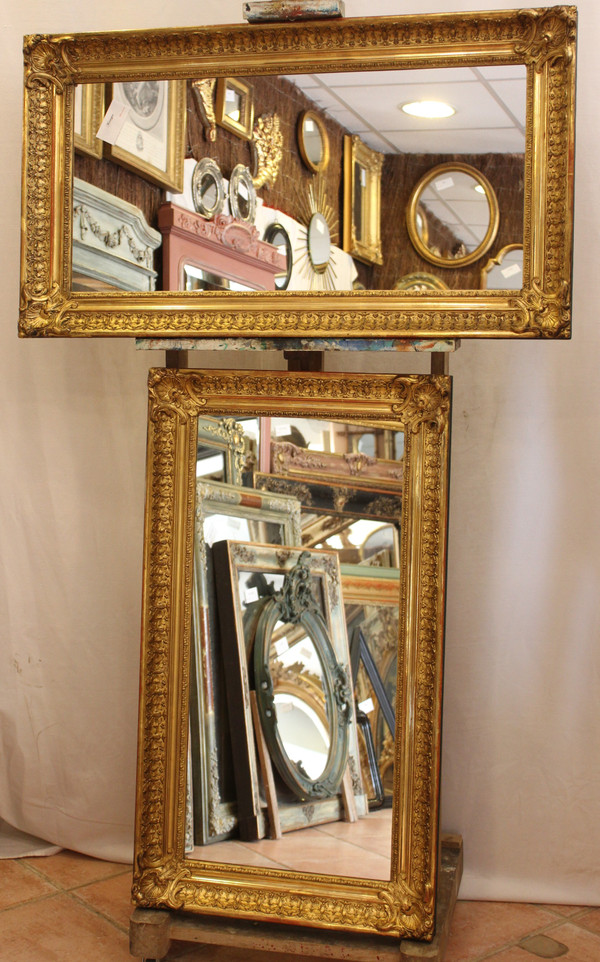 Pair Of Antique Rectangle Mirrors, Gold Leaf 52 X 93 Cm