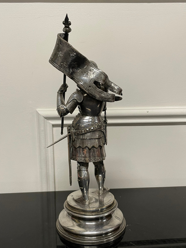 Jean Baptiste Germain - Joan of Arc in Armor Silver Bronze H: 28 Cm