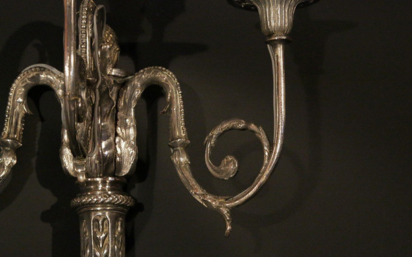 Pair of Appliques En Bronze Argenté, Louis XVI