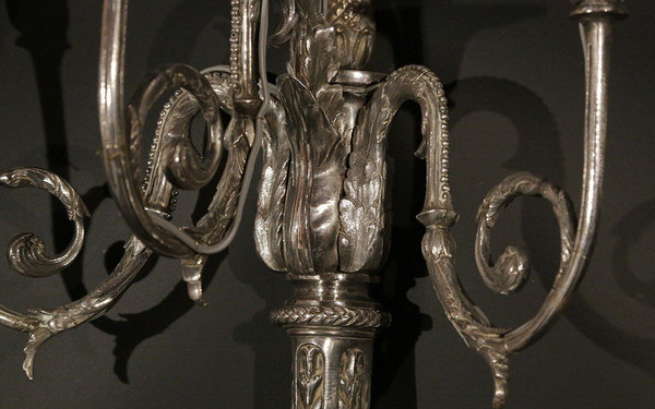 Pair of Appliques En Bronze Argenté, Louis XVI