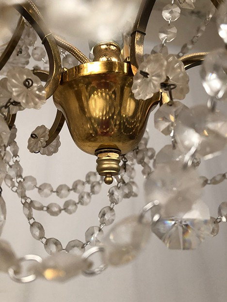 Five-light chandelier, gilded metal, late 19th century