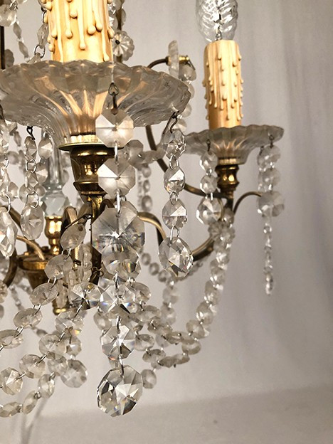 Five-light chandelier, gilded metal, late 19th century