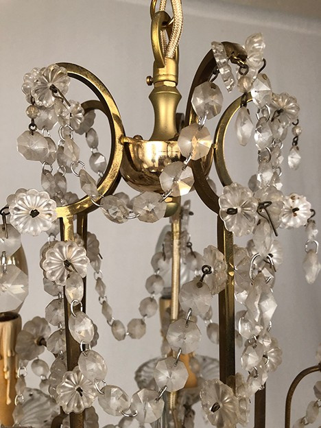 Five-light chandelier, gilded metal, late 19th century