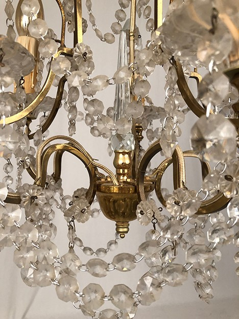 Five-light chandelier, gilded metal, late 19th century