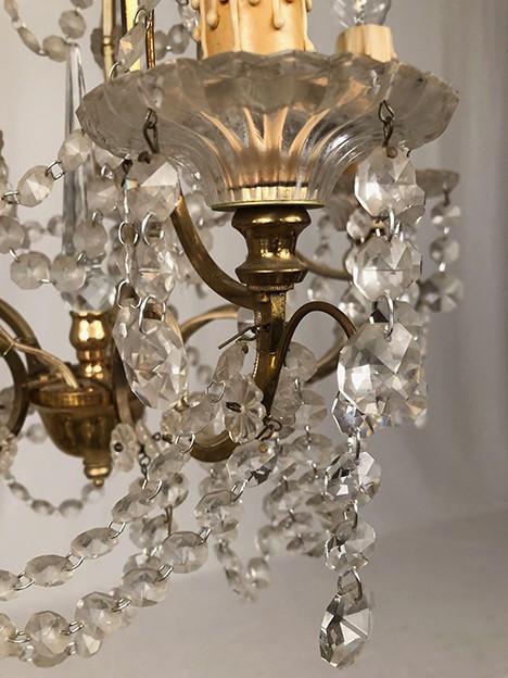 Five-light chandelier, gilded metal, late 19th century