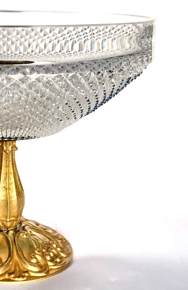 Gilded bronze and crystal centerpiece bowl