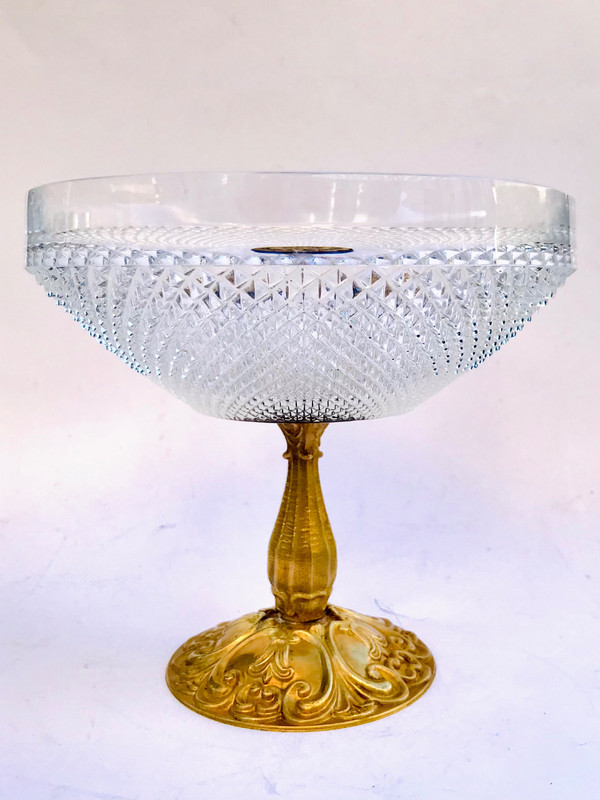 Gilded bronze and crystal centerpiece bowl