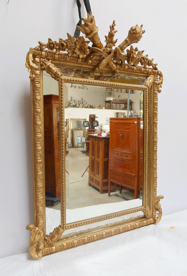 Miroir à Parcloses en Bois Doré, style Louis XIV, époque Napoléon III – XIXe