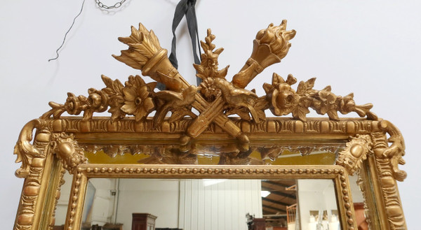 Miroir à Parcloses en Bois Doré, style Louis XIV, époque Napoléon III – XIXe