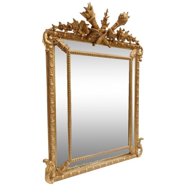 Miroir à Parcloses en Bois Doré, style Louis XIV, époque Napoléon III – XIXe