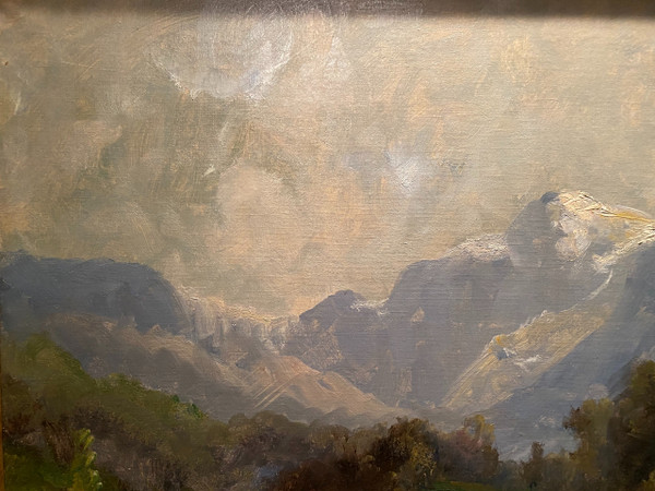 Painting, mountain landscape signed A Godchaux