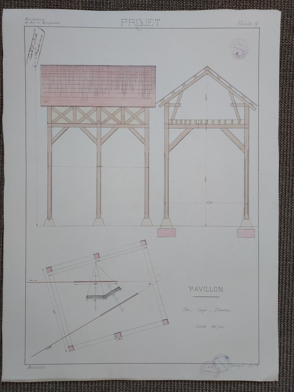 14 Dessins d'architecture 19e siècle