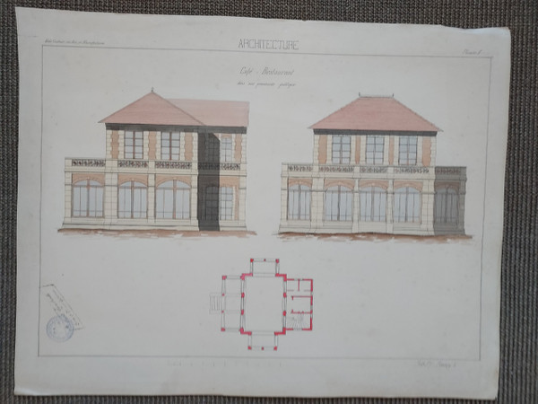 14 Dessins d'architecture 19e siècle